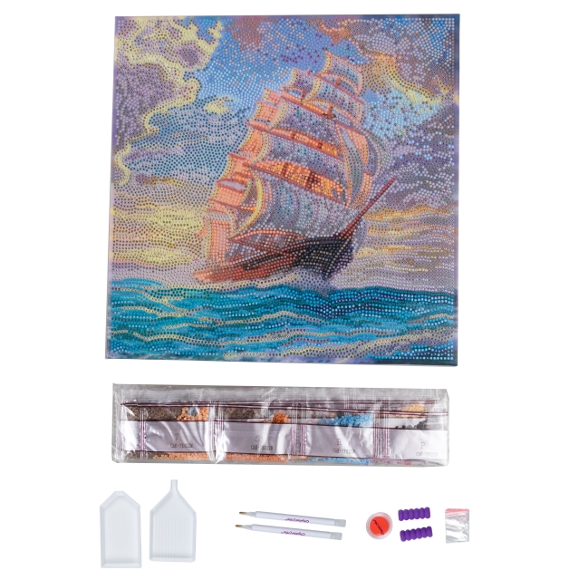 Craft Buddy CAK-TK022M 30 x 30 cm Crystal Art Kit Holzrahmen Corageous Voyage