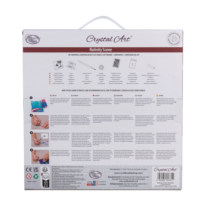 Craft Buddy CAK-TK021M 30 x 30 cm Crystal Art Kit Holzrahmen Nativity Scene