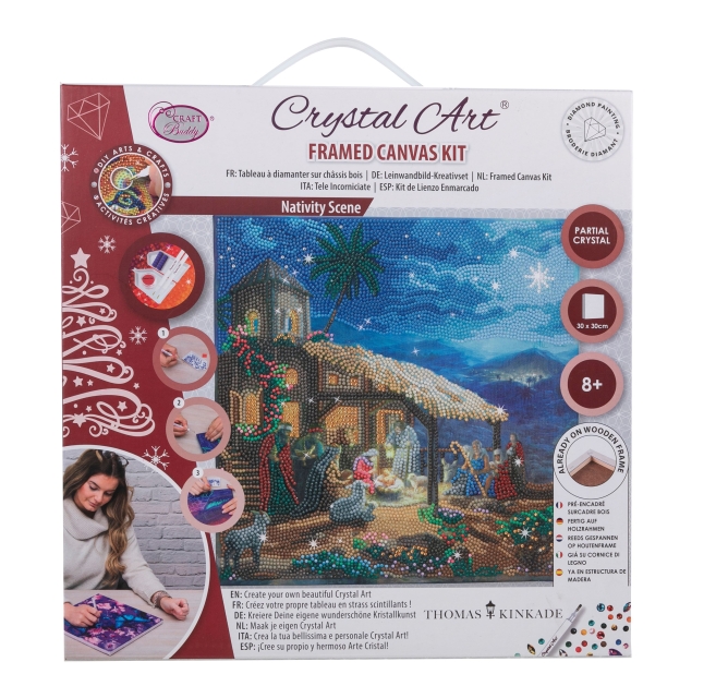 Craft Buddy CAK-TK021M 30 x 30 cm Crystal Art Kit Holzrahmen Nativity Scene