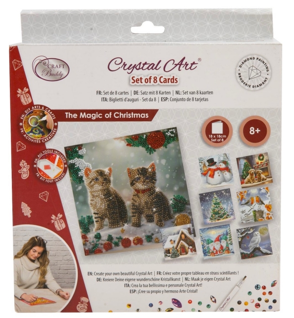 Craft Buddy CCK-XMAS2024SET Crystal Art Card Set of 8 Cards 18 x 18 cm The Magic of Christmas