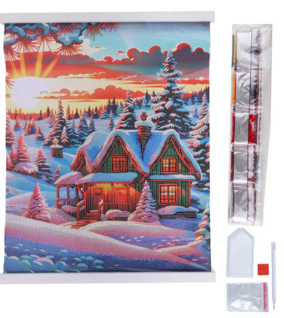 Craft Buddy CAS-053L Crystal Art 40 x 50 cm Scroll Kit Winter Sunset