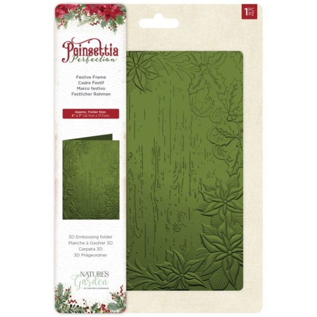 Crafters Companion Poinsetta Perfection 3D Embossing Folder Festive Frame