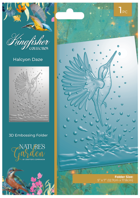 Crafter's Companion Kingfisher Collection 5 x 7 Inch 3D Embossing Folder Halcyon Daze