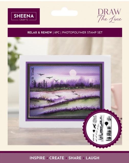 Crafter's Companion Clear Stamps Transparente Stempel Draw the Line Relax and Renew