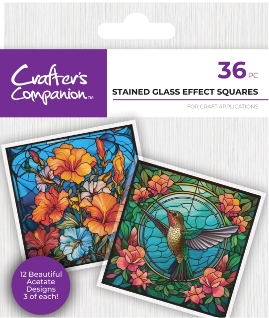 Crafter's Companion Printed Acetate Effect Squares Stained Glass Windows