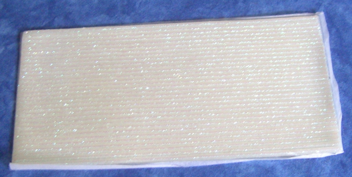 Wachs Platte mit Dekor Borten weiss mit Glitzer