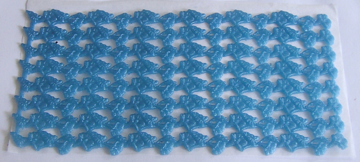 Wachs Platte mit Dekor Borten Blumen blau