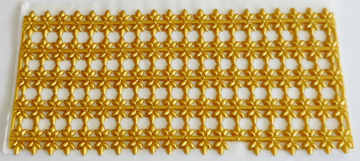 Wachs Platte mit Dekor Borten gold