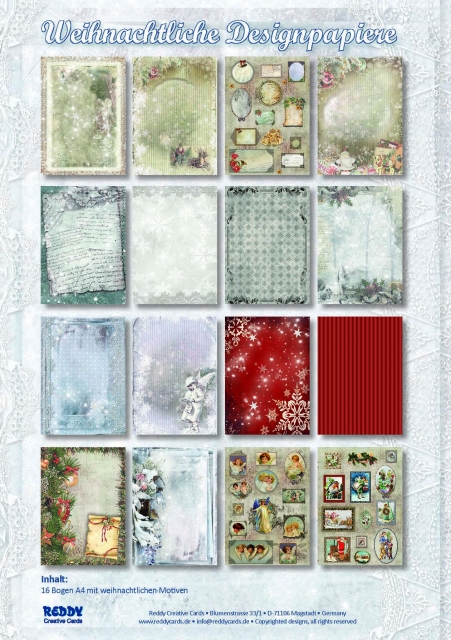Reddy Cards Designerpapiersortiment Weihnachten