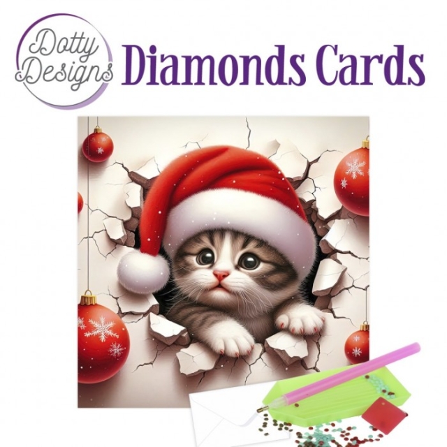 Dotty Designs Diamond Cards Christmas Kitten