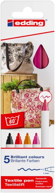 Edding e-4600 Textile Pen Set Warm Colours