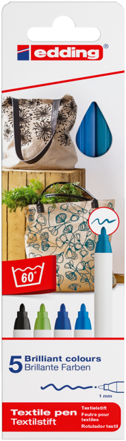 Edding e-4600 Textile Pen Set Cool Colours