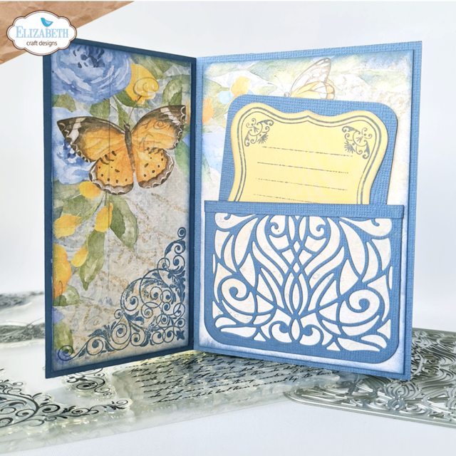 Elisabeth Craft Designs Evening Rose A5 Stamps Butterflies and Swirls