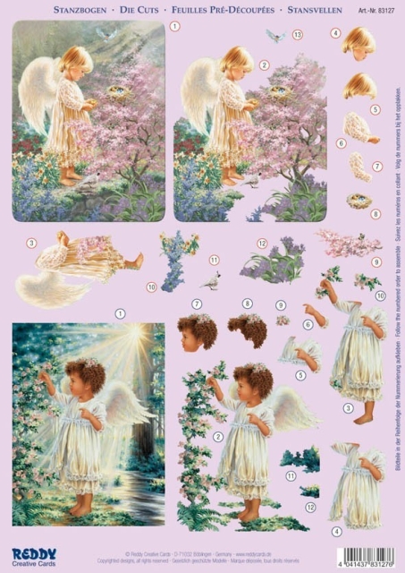 Reddy Cards 3D Stanzbogen Engel im Blumengarten