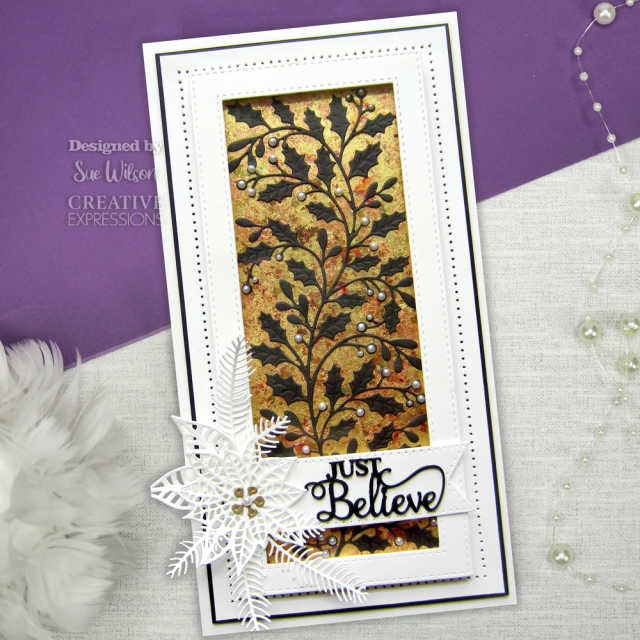Creative Expressions Sue Wilson Craft Die Slimline Holly Swirls