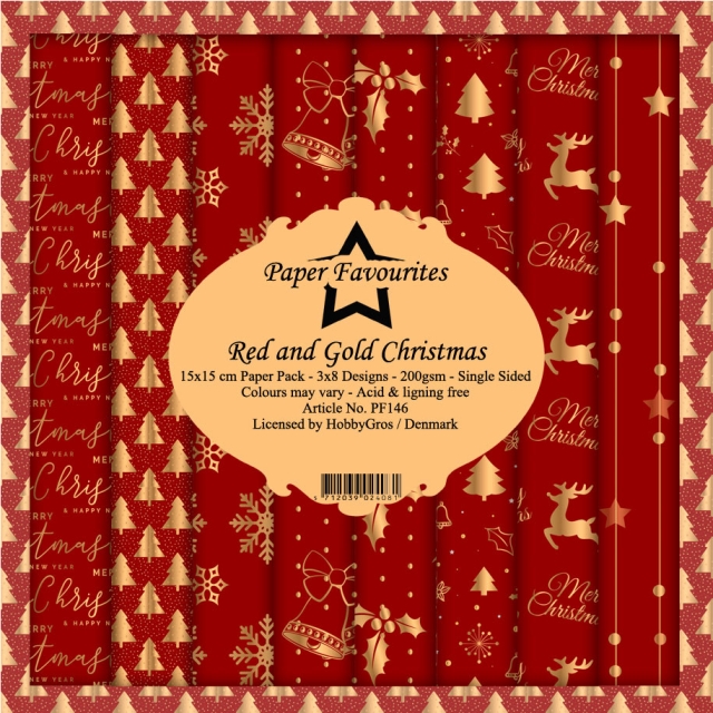 Paper Favourite Red and Gold Christmas 6 x 6 Inch Paper Pack