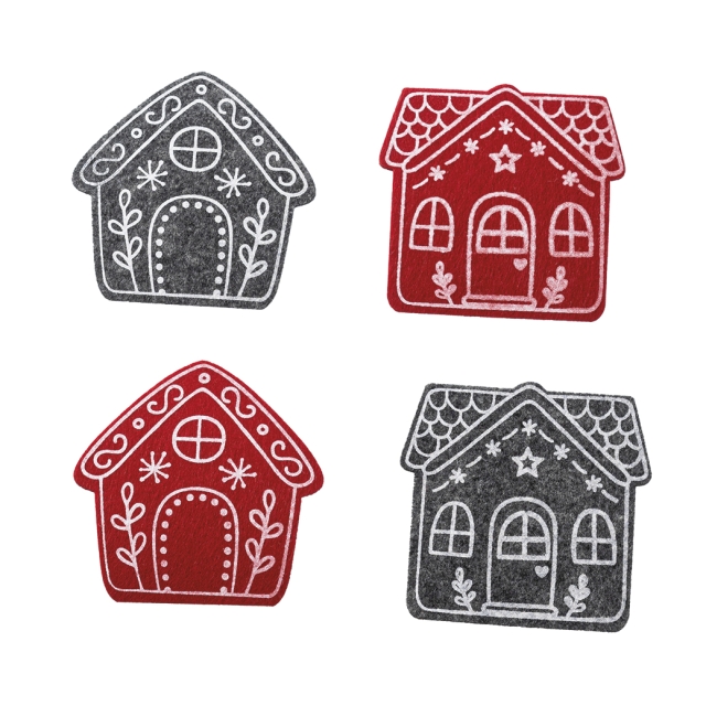 Filzdeko Untersetzer Haus 10 x 10 cm 6 Stück sortiert