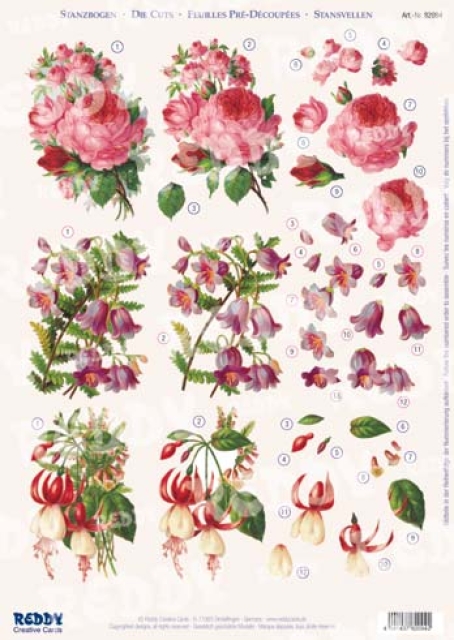 3D Stanzbogen Rosen, Fuchsien