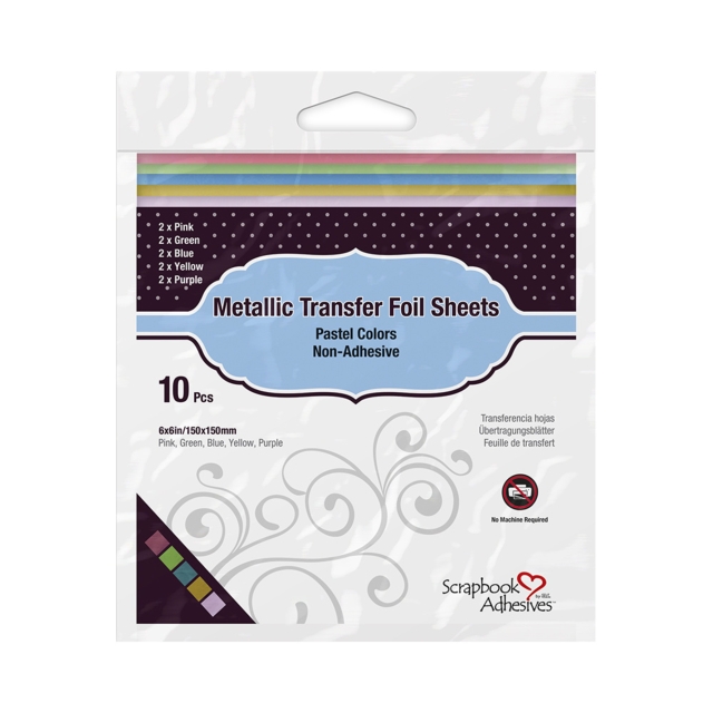 Scrapbook Adhesives Metallic Transfer Foil Sheets 6 x 6 Inch Pastel Colors