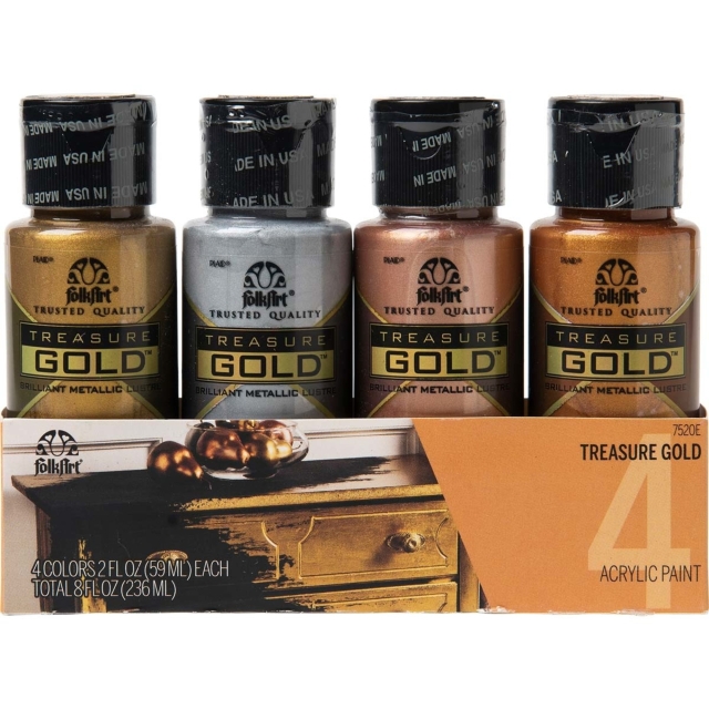 Folkart Treasure Gold Paint Set mit 4 Farben zu je 59 ml