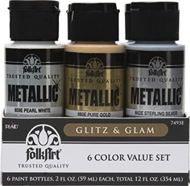 Folkart Glitz & Glam Paint Set 6 x 59 ml