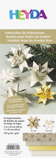 Heyda Faltstreifen für Fröbelsterne goldfarben auf natur / creme / braun