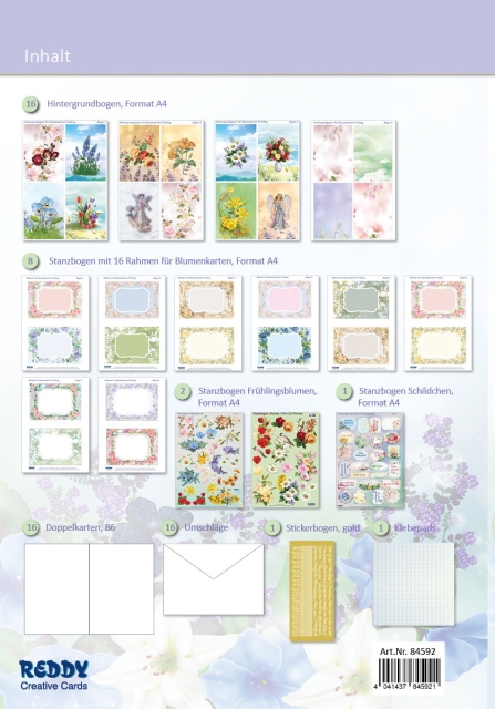 Reddy Cards Frühlingsblumen Set für 16 Grußkarten