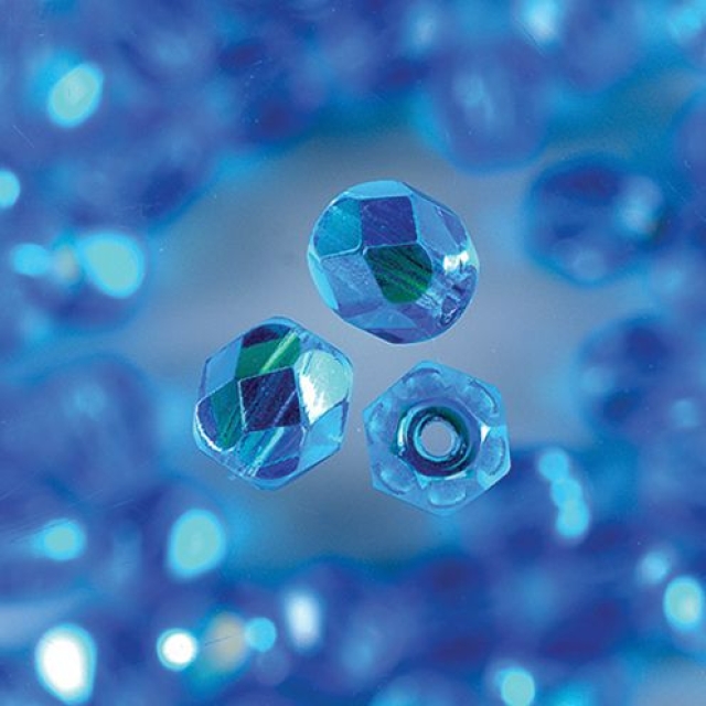 Glasfacettperlen 4 mm 100 Stück dunkelaqua