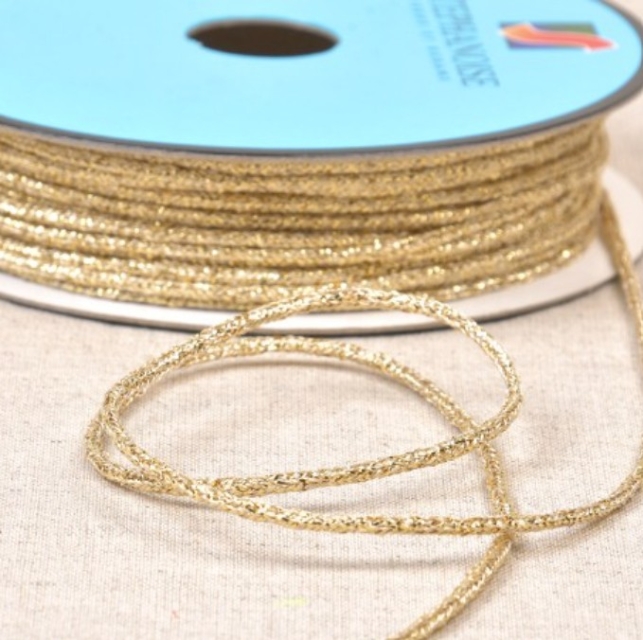 Kordel meliert metallic ecru-gold pro Meter