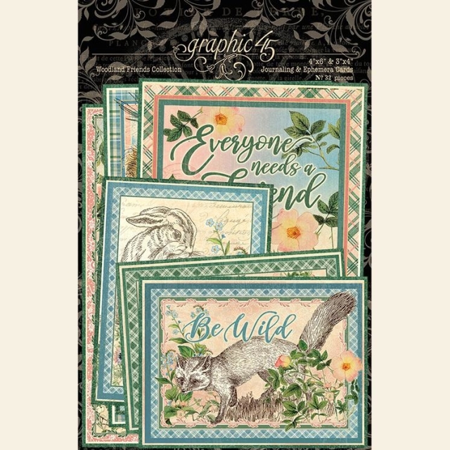 Graphic 45 Woodland Friends Ephemera & Journaling Cards