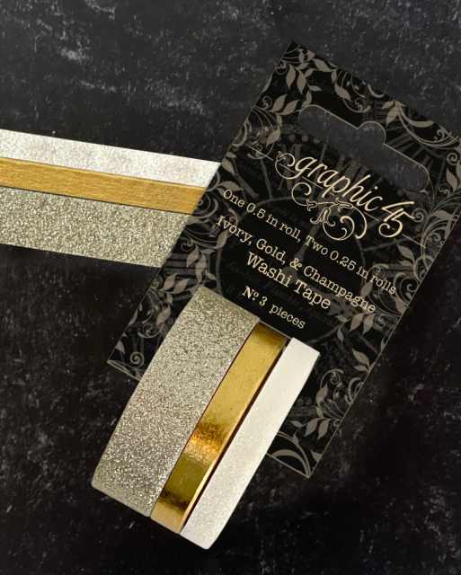 Graphic 45 Washi Tape Glitter & Gloss Rolls Ivory / Gold / Champagne
