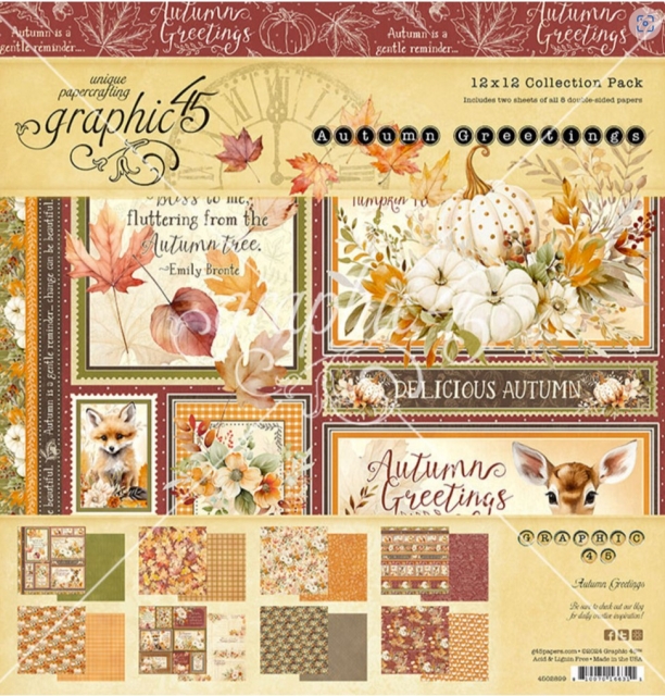 Graphic 45 Autumn Greetings 12 x 12 Inch Collection Pack