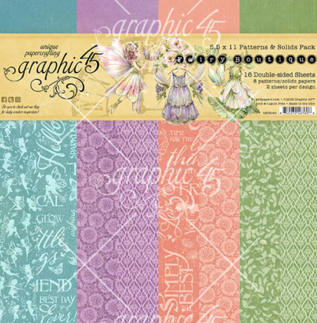 Graphic 45 8,5 x 11 Inch Patterns & Solids Pack Fairy Boutique