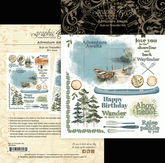 Graphic 45 Adventure Awaits Rub-On Transfers