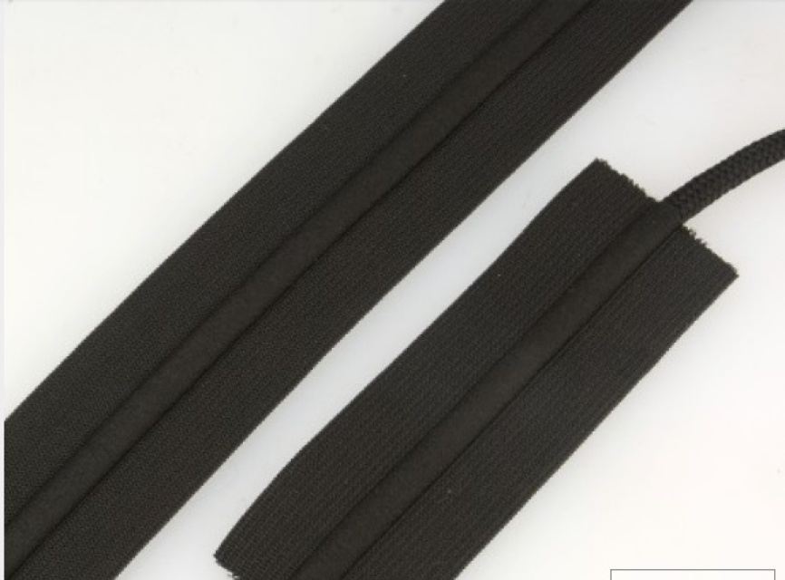 Gummiband mit Kordel 38 mm pro Meter schwarz