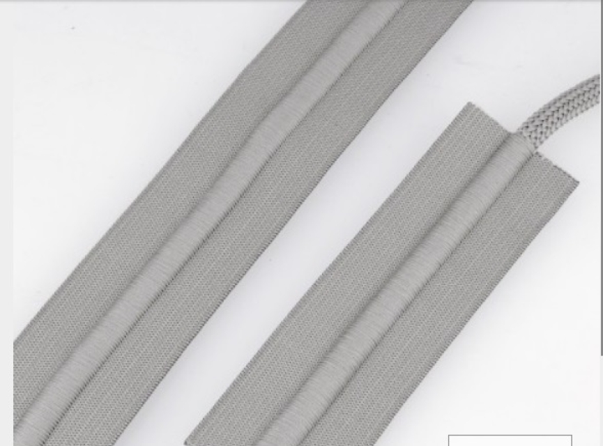 Gummiband mit Kordel 38 mm pro Meter grau