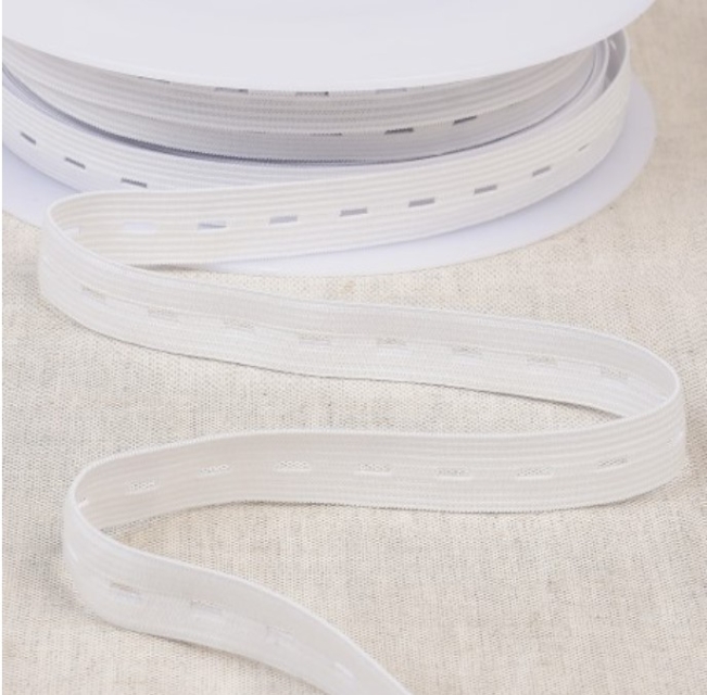Gummiband 15 mm mit Knopfloch pro Meter weiß