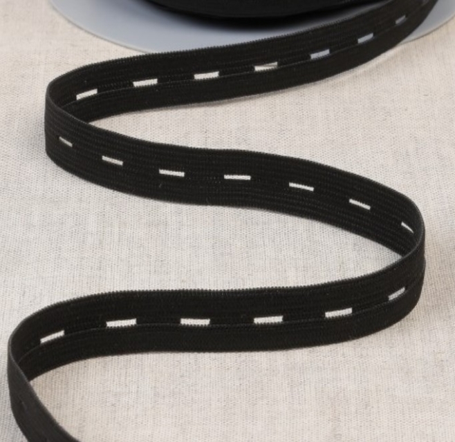 Gummiband 15 mm mit Knopfloch pro Meter schwarz