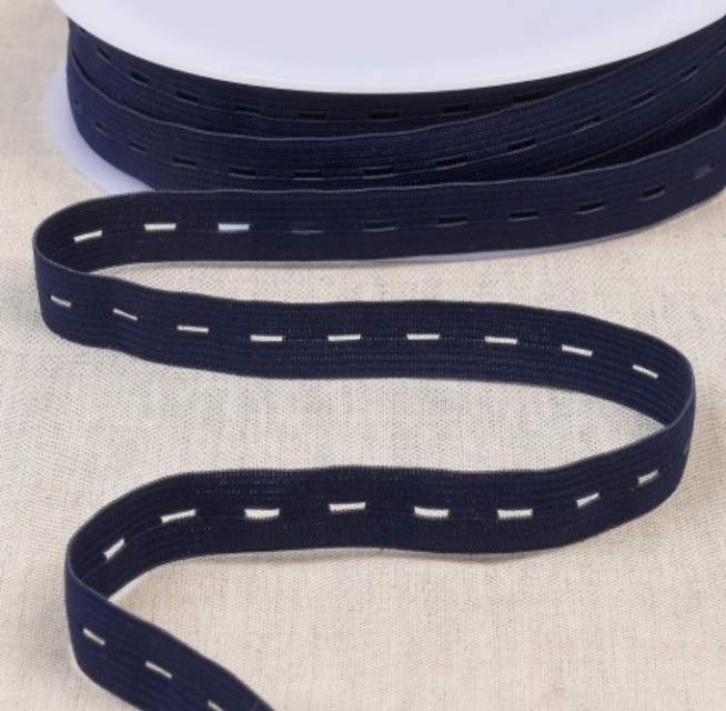 Gummiband 15 mm mit Knopfloch pro Meter marineblau
