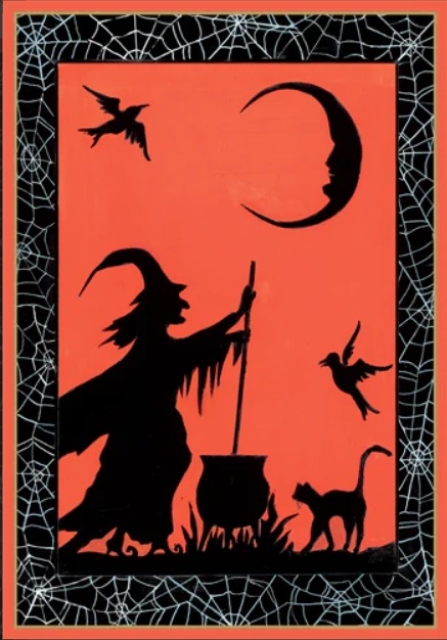 Caspari Lack Grußkarte mit Umschlag Halloween Hexe