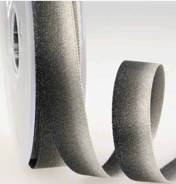 Irisierendes Satinband 15 mm pro Meter schwarzgrau