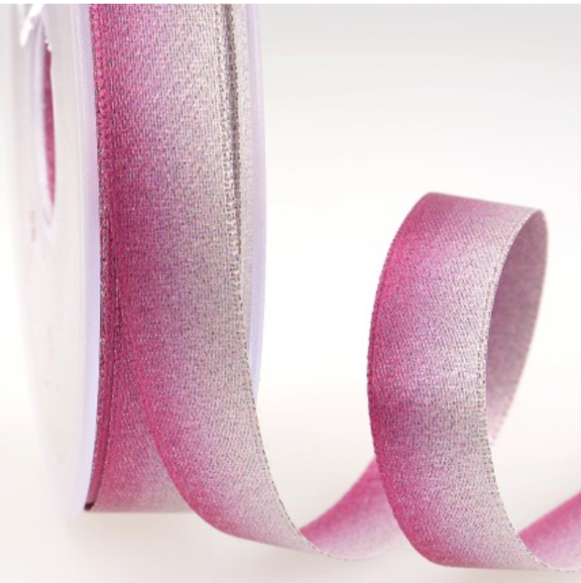 Irisierendes Satinband 15 mm pro Meter fuchsia