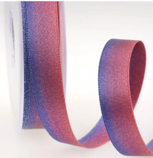 Irisierendes Satinband 15 mm pro Meter himbeere