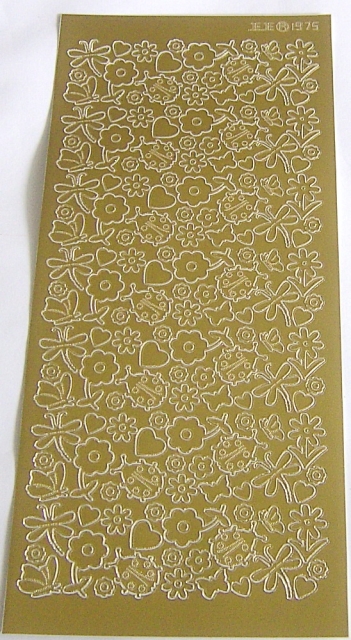 Stickerbogen 10 x 23 cm Design Sticker Marienkäfer und mehr gold