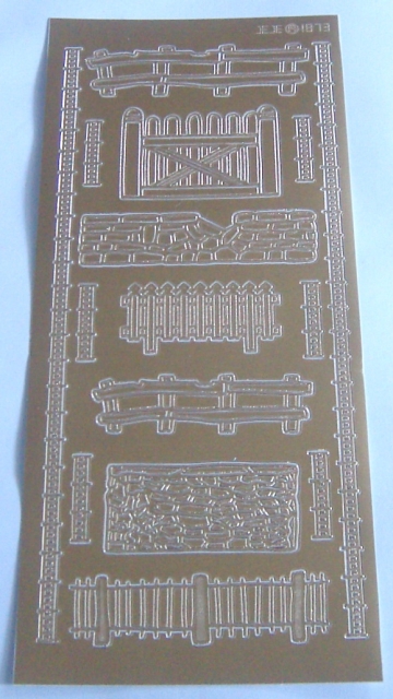 Stickerbogen 10 x 23 cm Ziersticker Fences gold