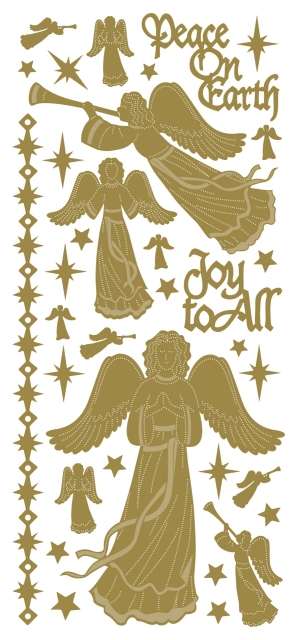 Stickerbogen 10 x 23 cm Angels / Peace on Earth gold