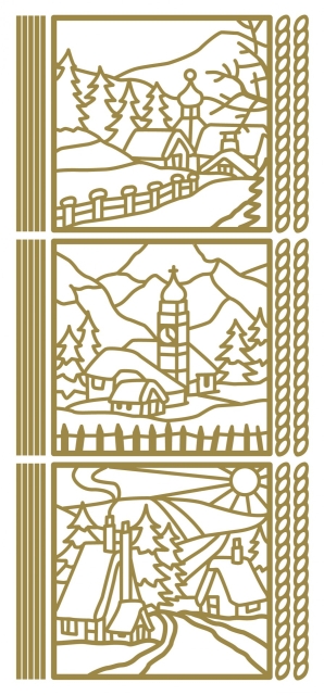 Stickerbogen 10 x 23 cm Landscape Square gold