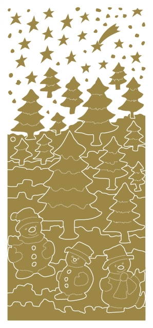 Stickerbogen 10 x 23 cm Fir Tree / Snowman gold