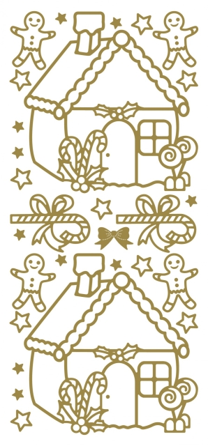 Stickerbogen 10 x 23 cm Gingerbread House gold
