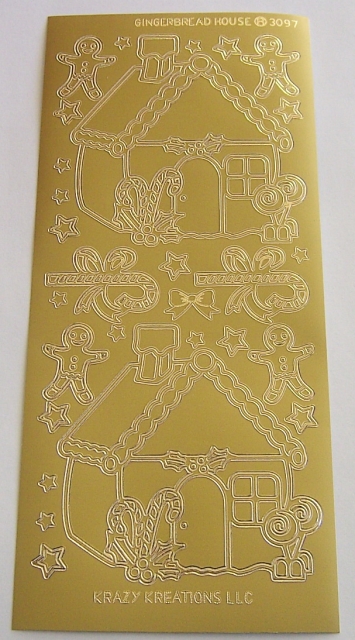 Stickerbogen 10 x 23 cm Gingerbread House gold